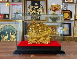 Mô Hình Thuận Buồm Xuôi Gió Bằng Đồng Mạ Vàng 24k