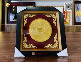 Tranh Quà Tặng Mặt Trống Đồng Mạ Vàng 24k