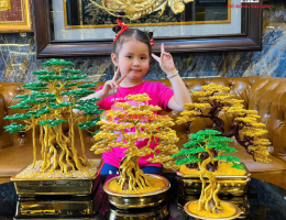 Mẫu Cây Bonsai Bằng Đồng Mạ Vàng 24K