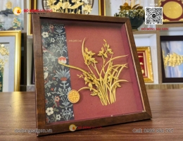 Bức Tranh Hoa Lan Vàng 24k