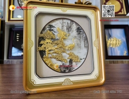 Tranh Quà Tặng Ngày Cưới Tùng Hạc Vàng 24k