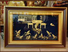 Tranh Cá Chép Vượt Ngũ Môn Bằng Vàng 24k